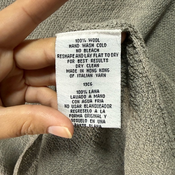 Eileen Fisher 100% Merino Wool Textured Knit Top Sweater Gray Size Small S - Picture 7 of 7